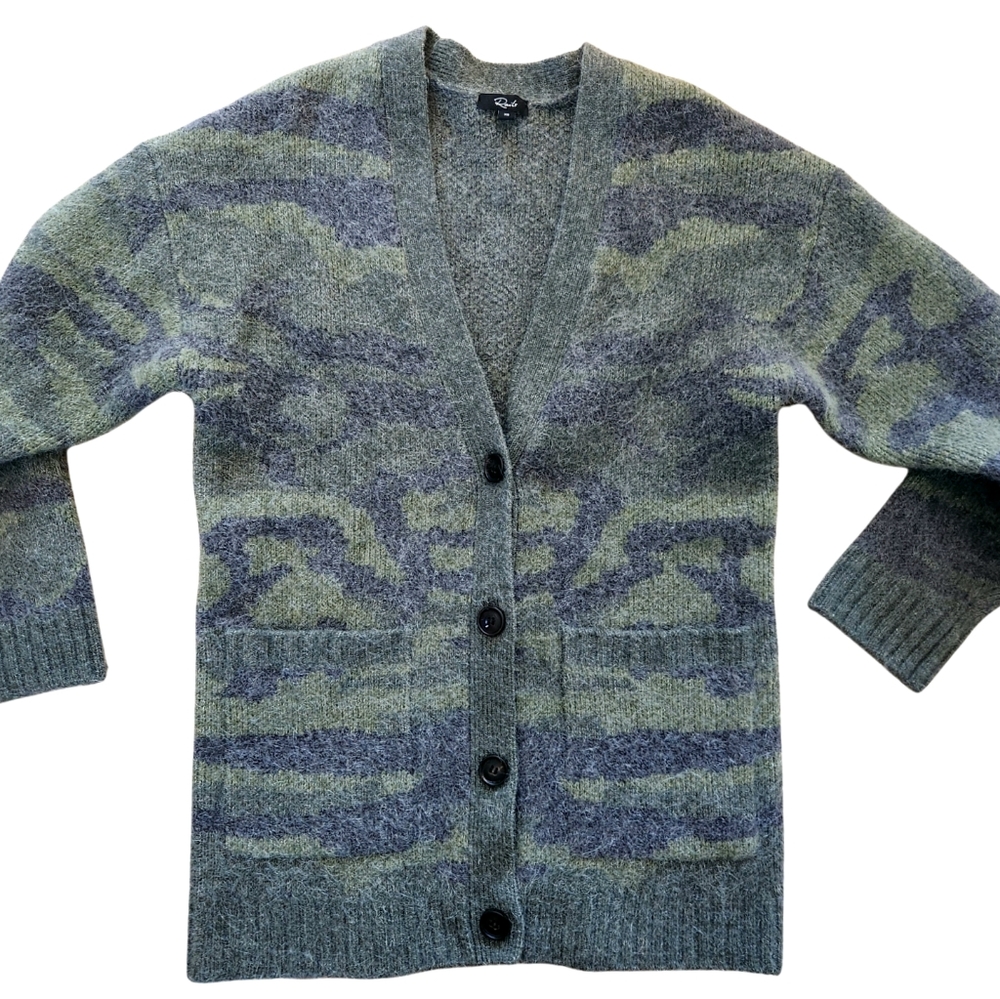 Rails Runi Green Gray Camouflage Button Cardigan … - image 2